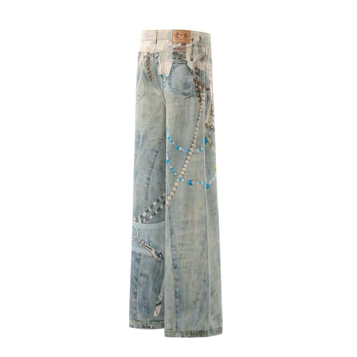 Street-Style 3D-Print Graffiti Wide-Leg Jeans - OMYGOODS