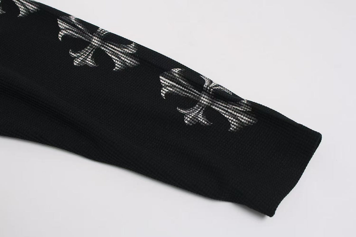 Dark Eye 3D Print Waffle Knit Long Sleeve - OMYGOODS