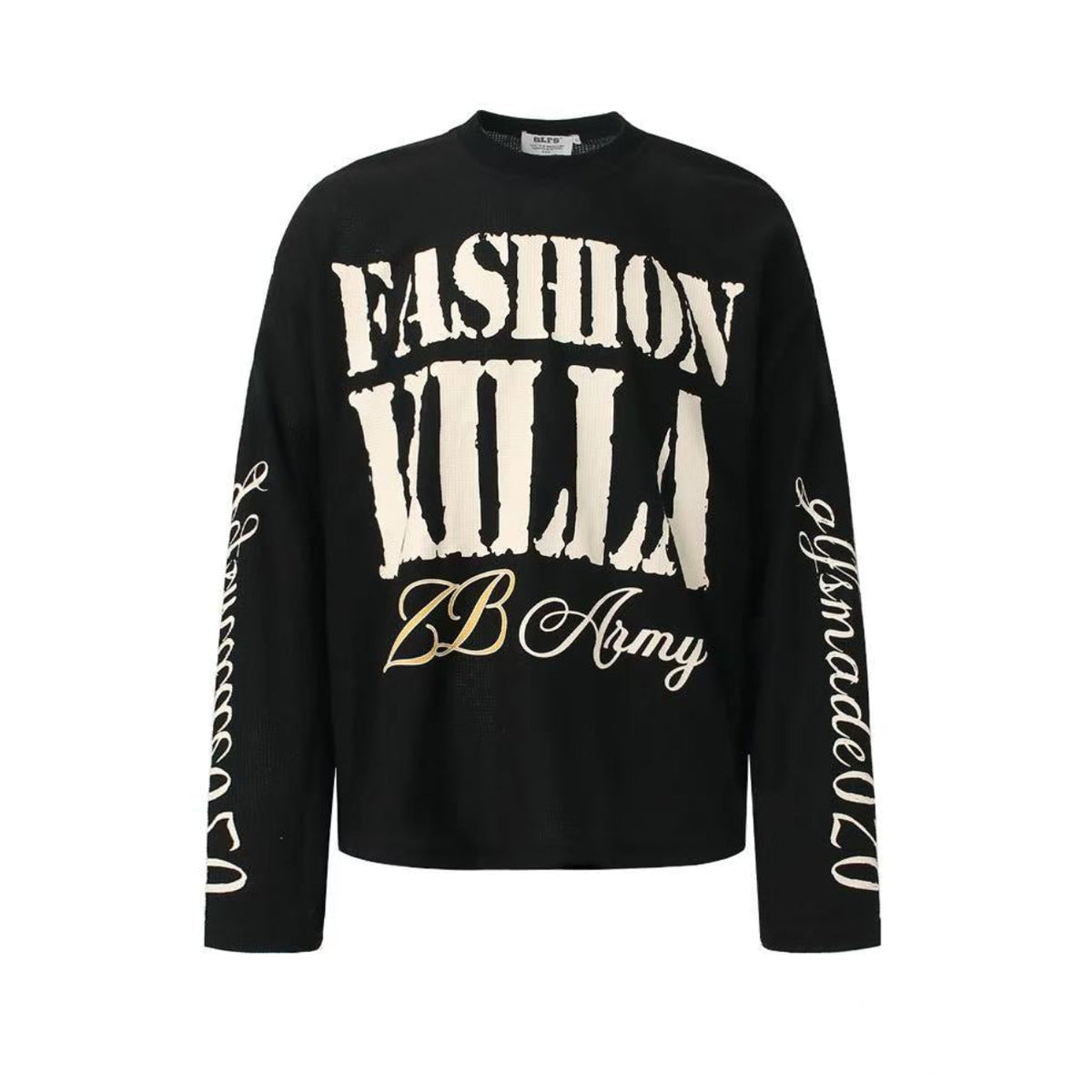 Streetwear Typography Waffle Knit Long Sleeve - OMYGOODS