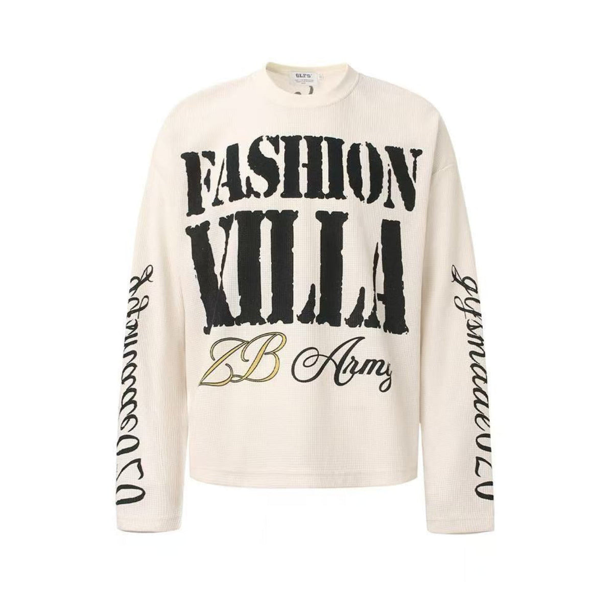 Streetwear Typography Waffle Knit Long Sleeve - OMYGOODS