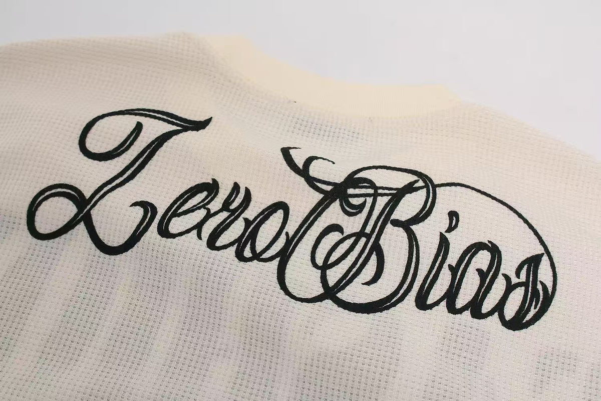 Streetwear Typography Waffle Knit Long Sleeve - OMYGOODS