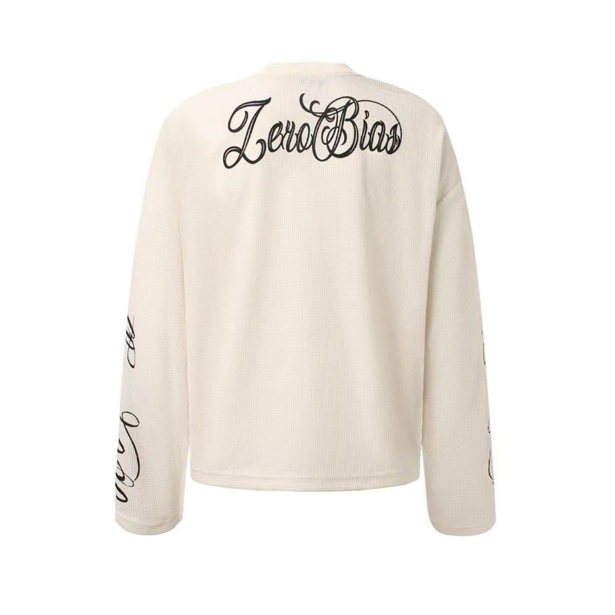 Streetwear Typography Waffle Knit Long Sleeve - OMYGOODS