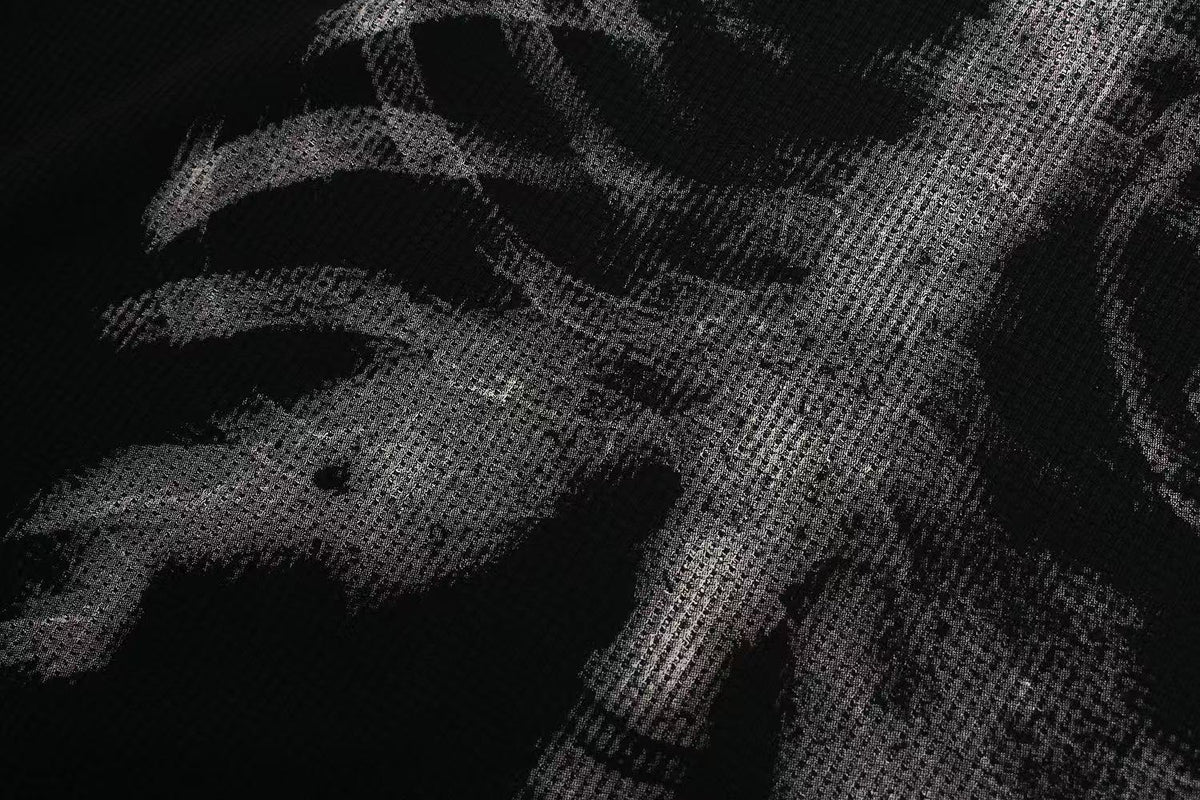 Streetwear Bone Print Waffle Knit Long Sleeve - OMYGOODS