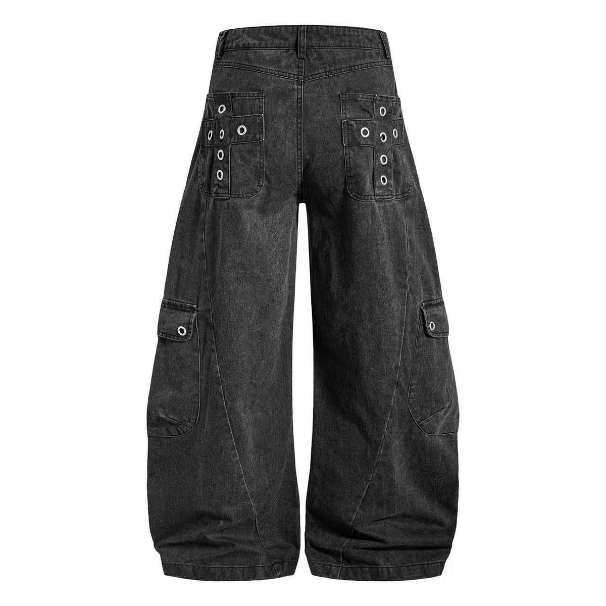 Vintage Button-Flap Wide-Leg Cargo Pants - OMYGOODS