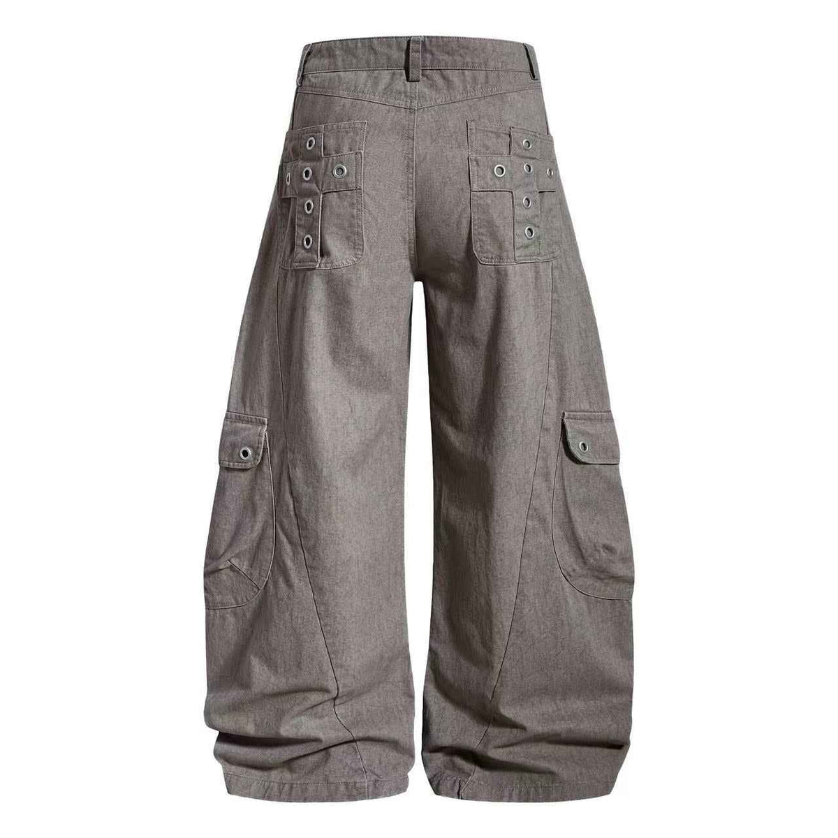 Vintage Button-Flap Wide-Leg Cargo Pants - OMYGOODS