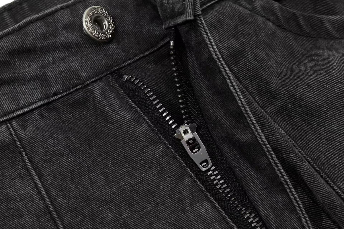 Vintage Button-Flap Wide-Leg Cargo Pants - OMYGOODS