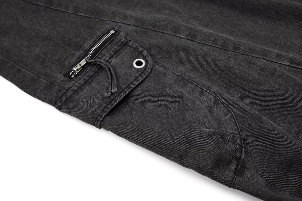 Vintage Button-Flap Wide-Leg Cargo Pants - OMYGOODS