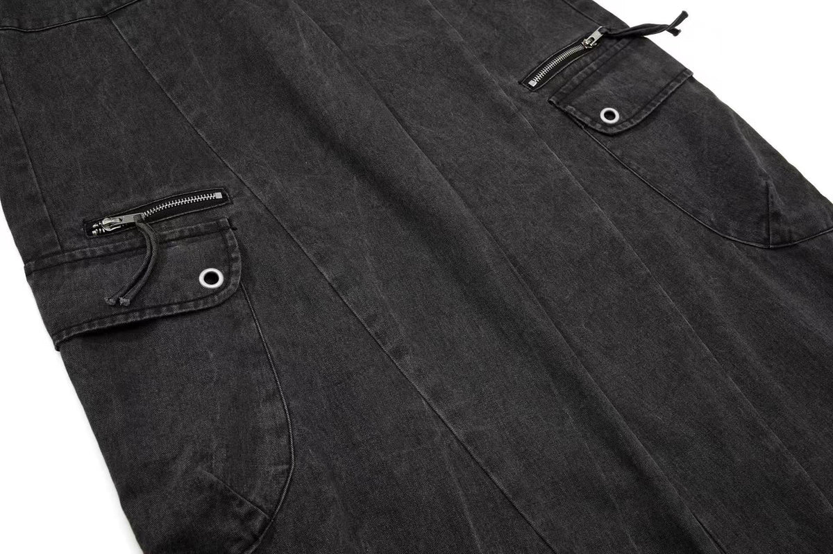 Vintage Button-Flap Wide-Leg Cargo Pants - OMYGOODS