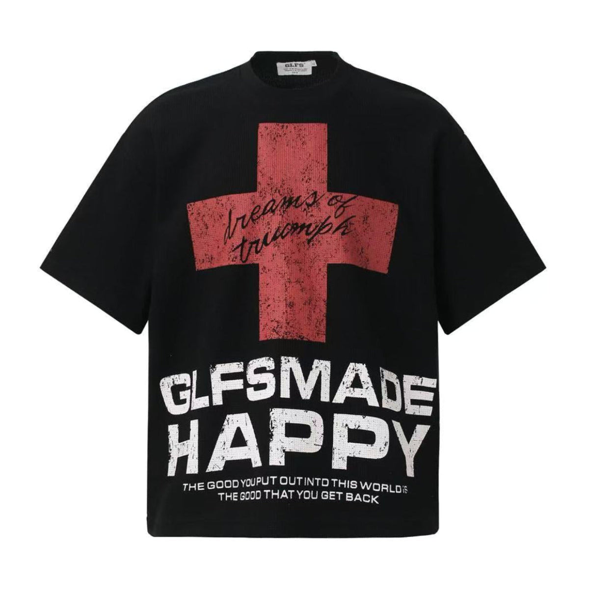 Streetwear Red Cross Print Short Sleeve - OMYGOODS