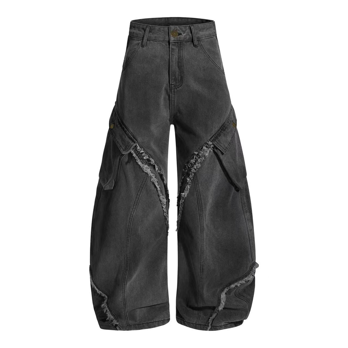 Distressed Stitch Wide-Leg Jeans - OMYGOODS