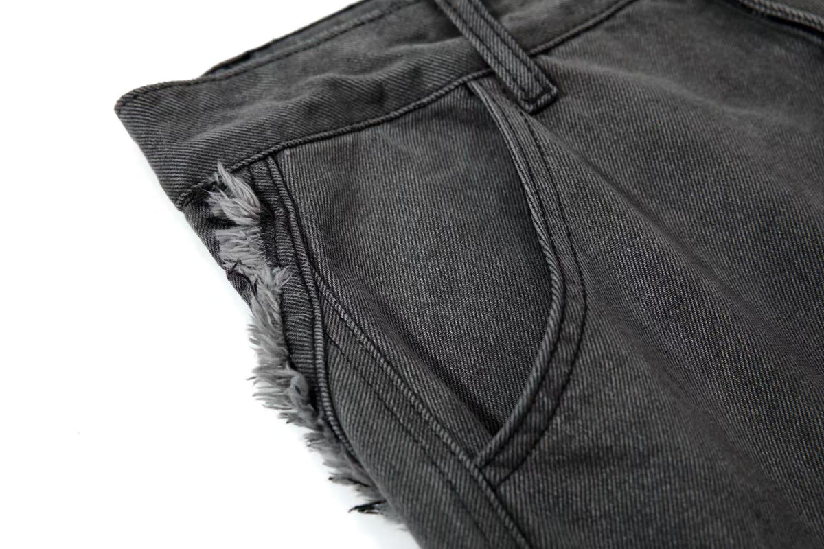 Distressed Stitch Wide-Leg Jeans - OMYGOODS