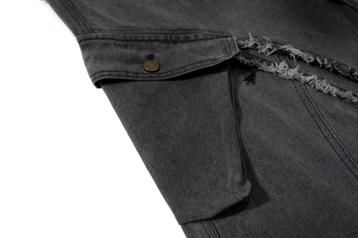 Distressed Stitch Wide-Leg Jeans - OMYGOODS