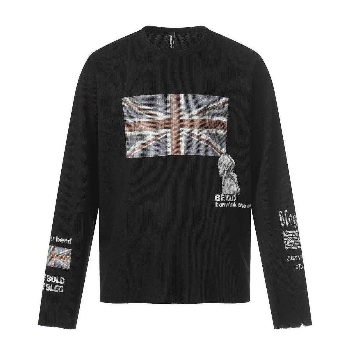 Streetwear Flag-print Long Sleeve Relaxed-Fit Shirt
