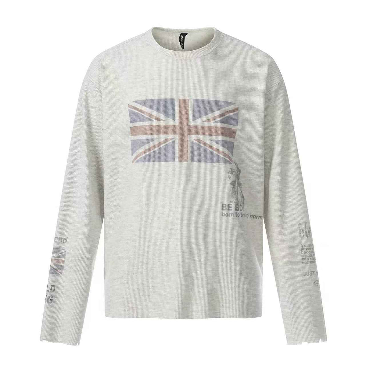Streetwear Flag-print Long Sleeve Relaxed-Fit Shirt