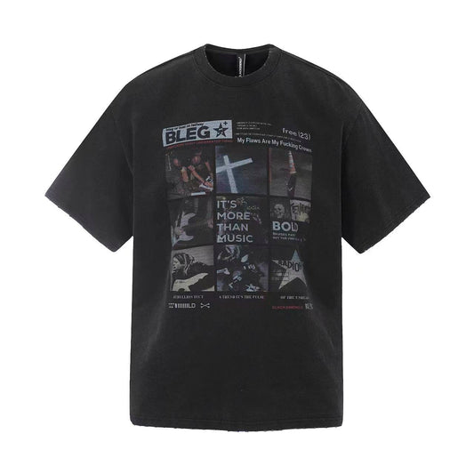 Streetwear Rock Print Short Sleeve - OMYGOODS