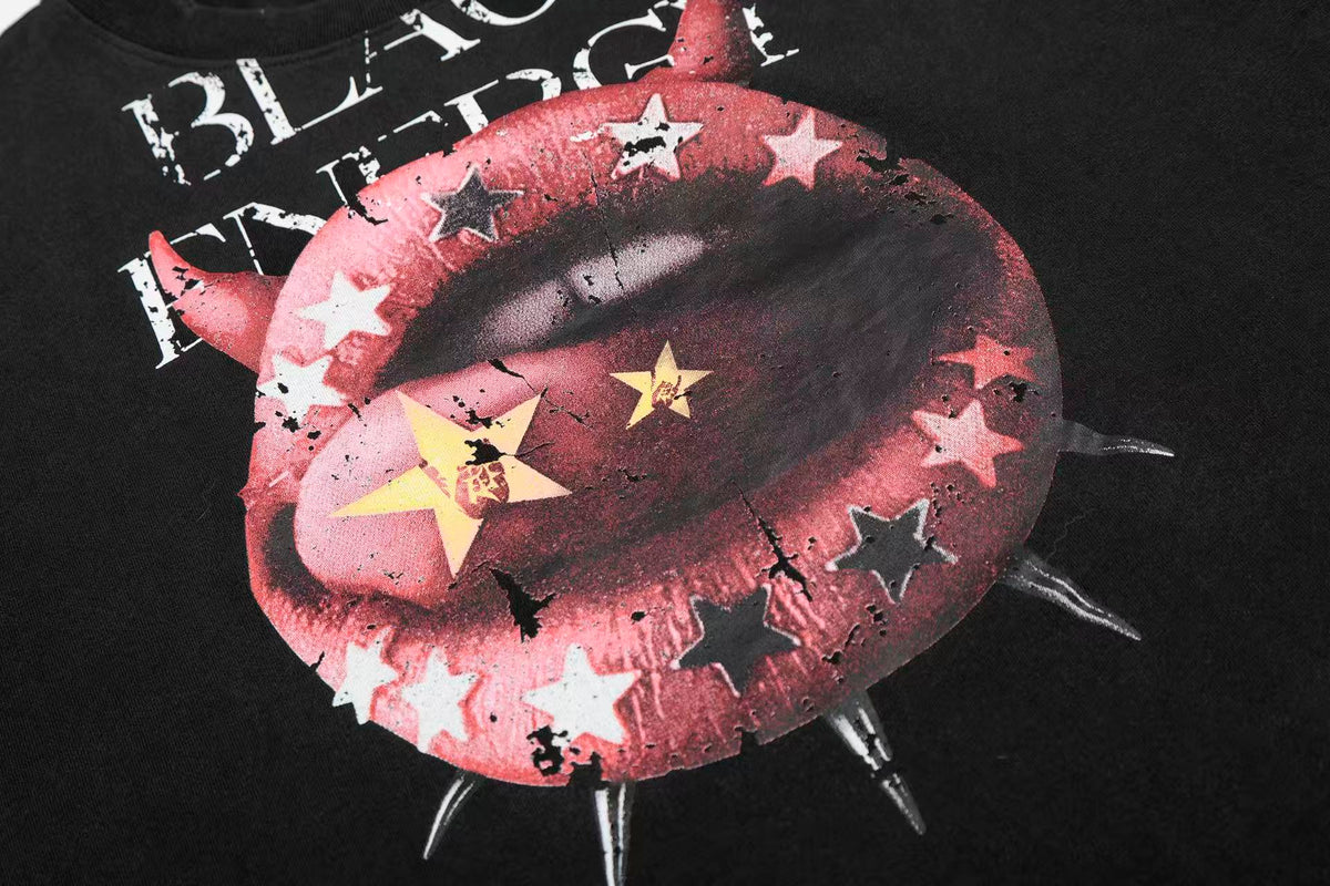 Streetwear Sexy Tongue Print Short Sleeve - OMYGOODS
