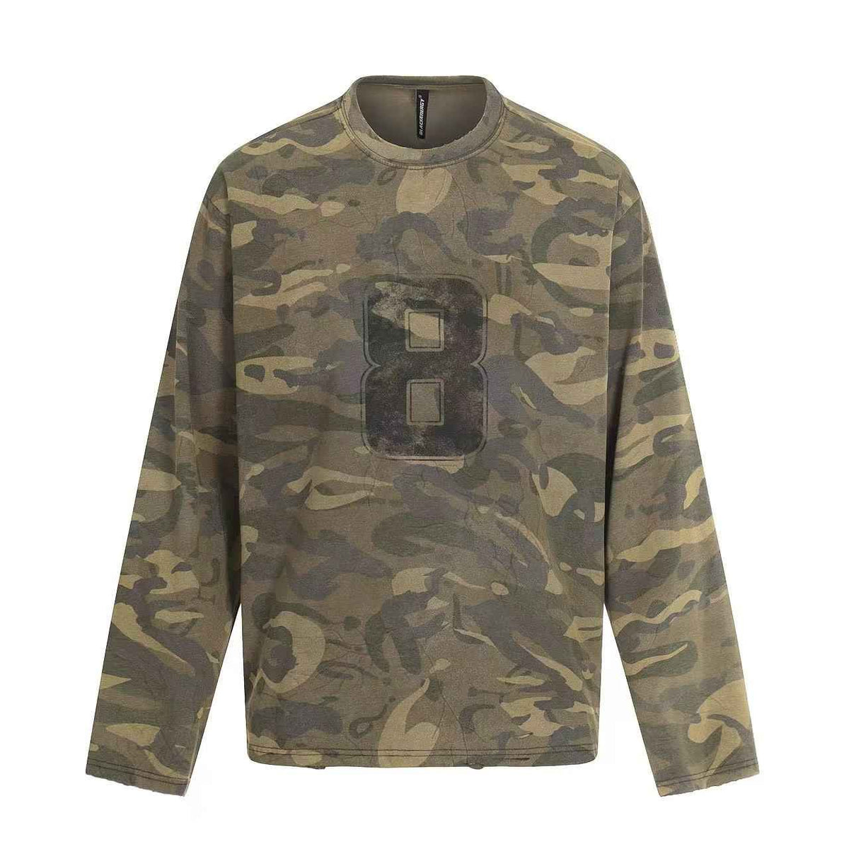 Streetwear Camo Number Print Long Sleeve