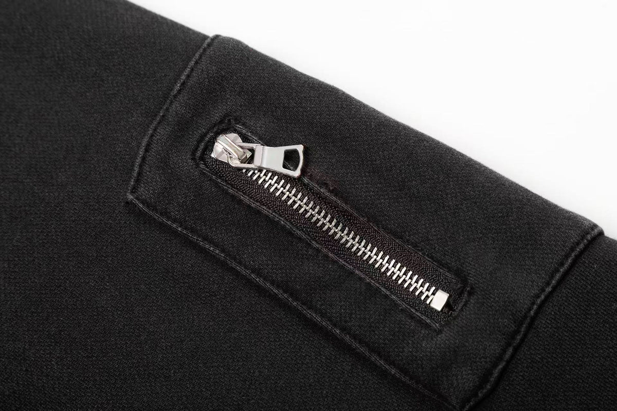 Street Style Retro Studded Zip-Up Hoodie - OMYGOODS