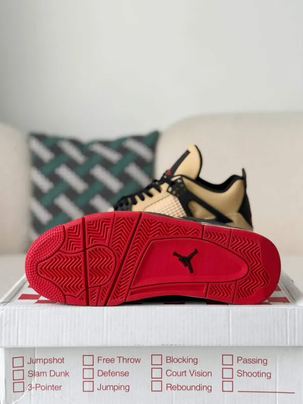 Air Jordan 4 Retro GS ‘Pizza’ Sneakers – Beige, Red & Black - OMYGOODS