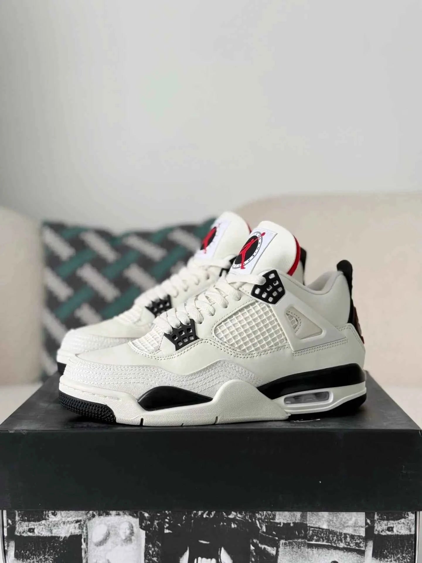 Air Jordan 4 Retro Flight Club Sneakers – White, Black & Red