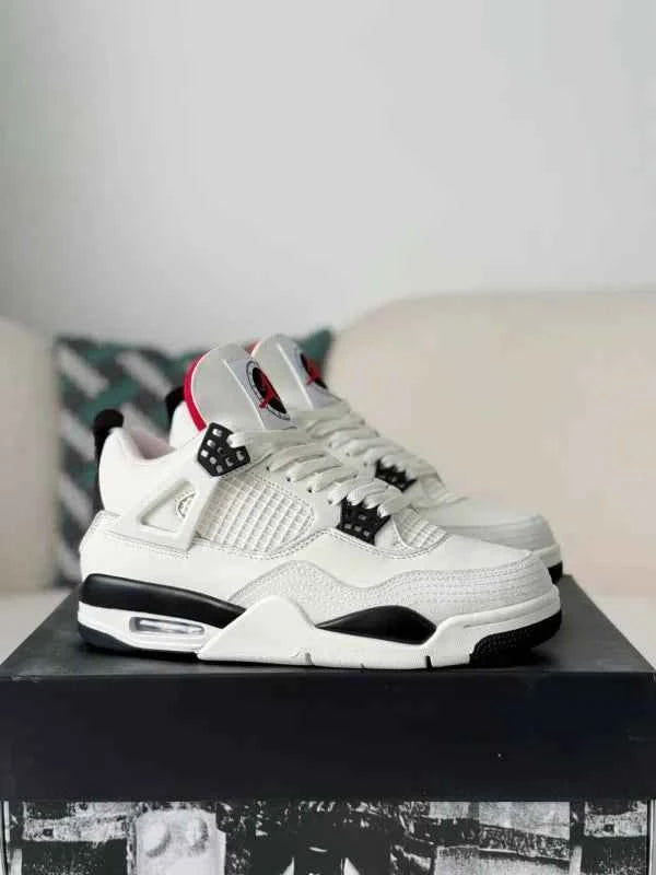 Air Jordan 4 Retro Flight Club Sneakers – White, Black & Red
