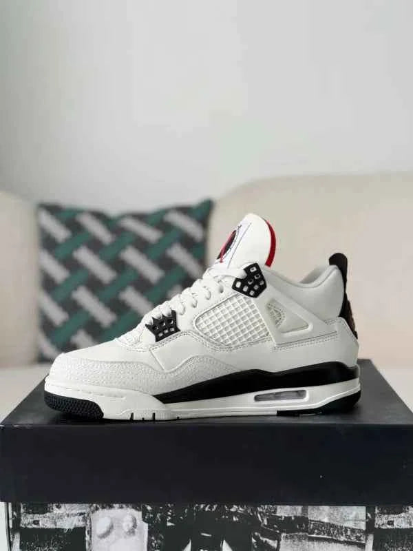 Air Jordan 4 Retro Flight Club Sneakers – White, Black & Red