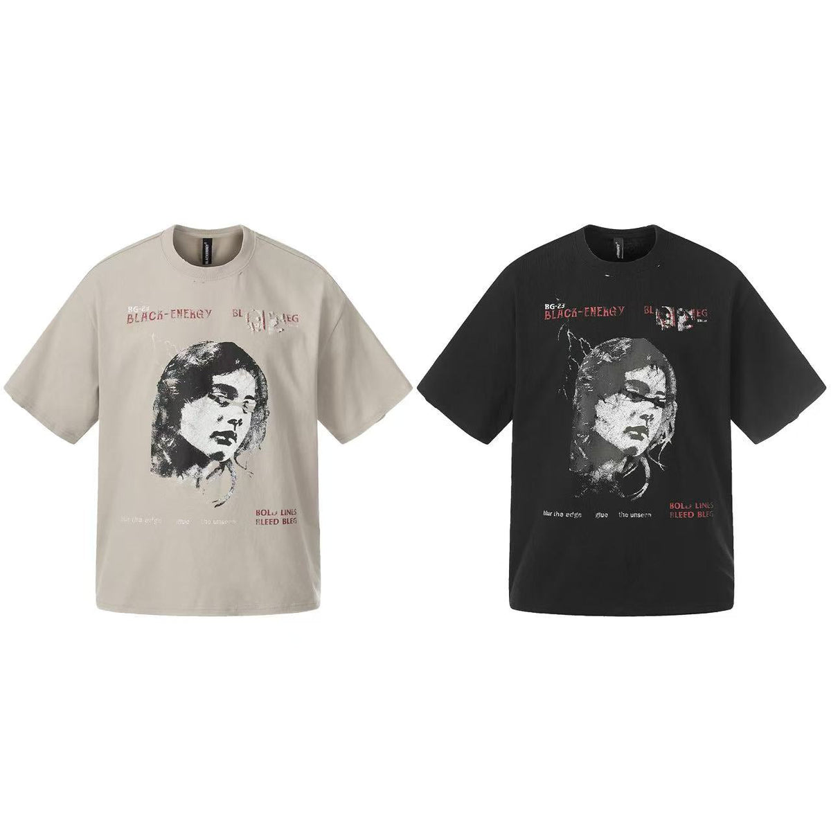 Streetwear Distressed Face Print Short Sleeve - OMYGOODS