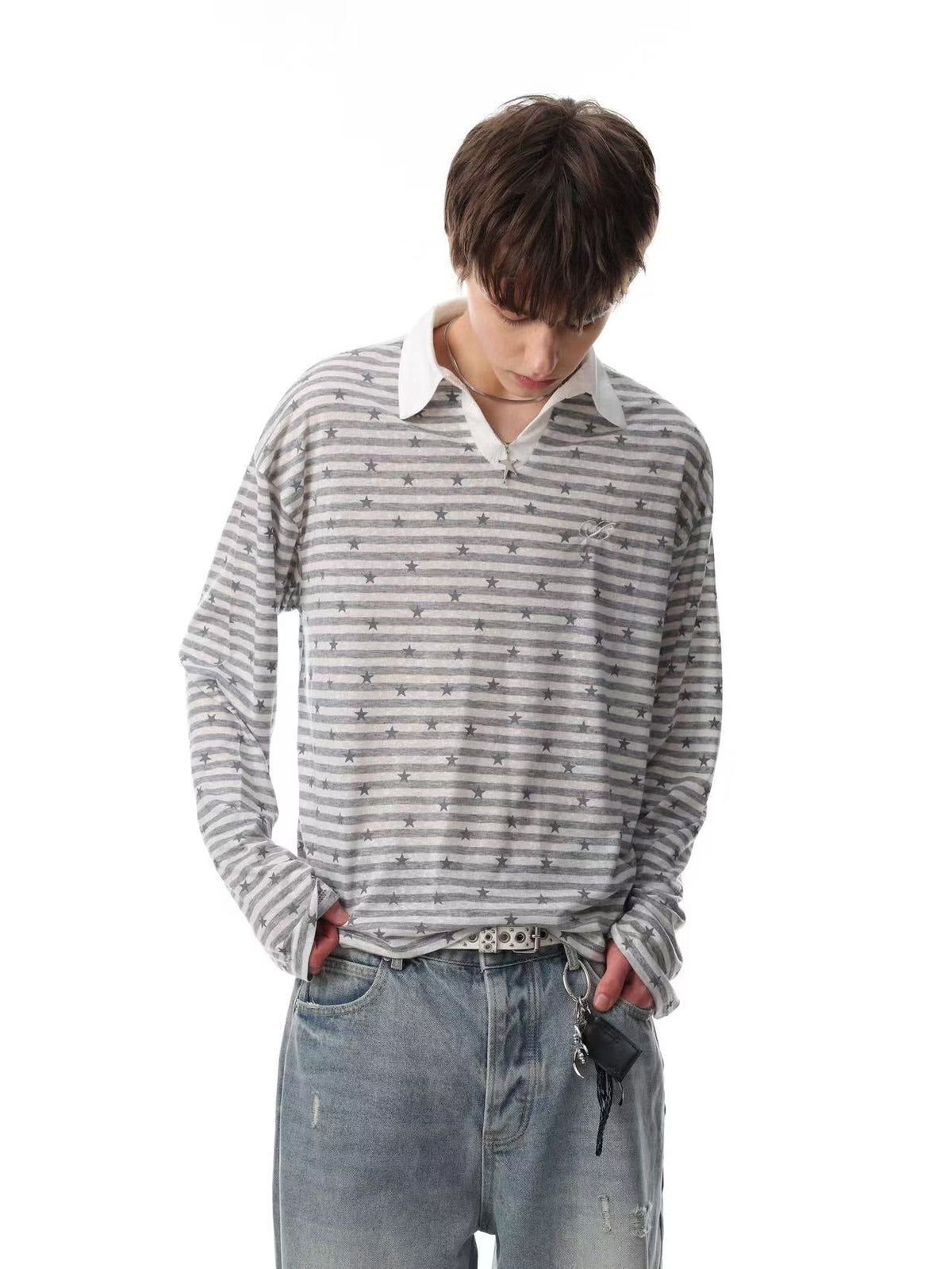 Striped Star Print Long Sleeve - OMYGOODS