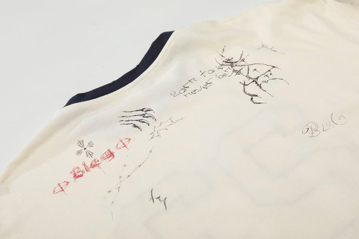 Distressed Patch Number 23 Embroidery Long Sleeve - OMYGOODS
