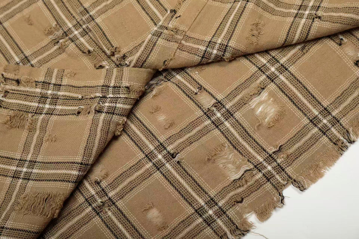 Streetwear Distressed Ripped Plaid Long Sleeve Shirt - OMYGOODS