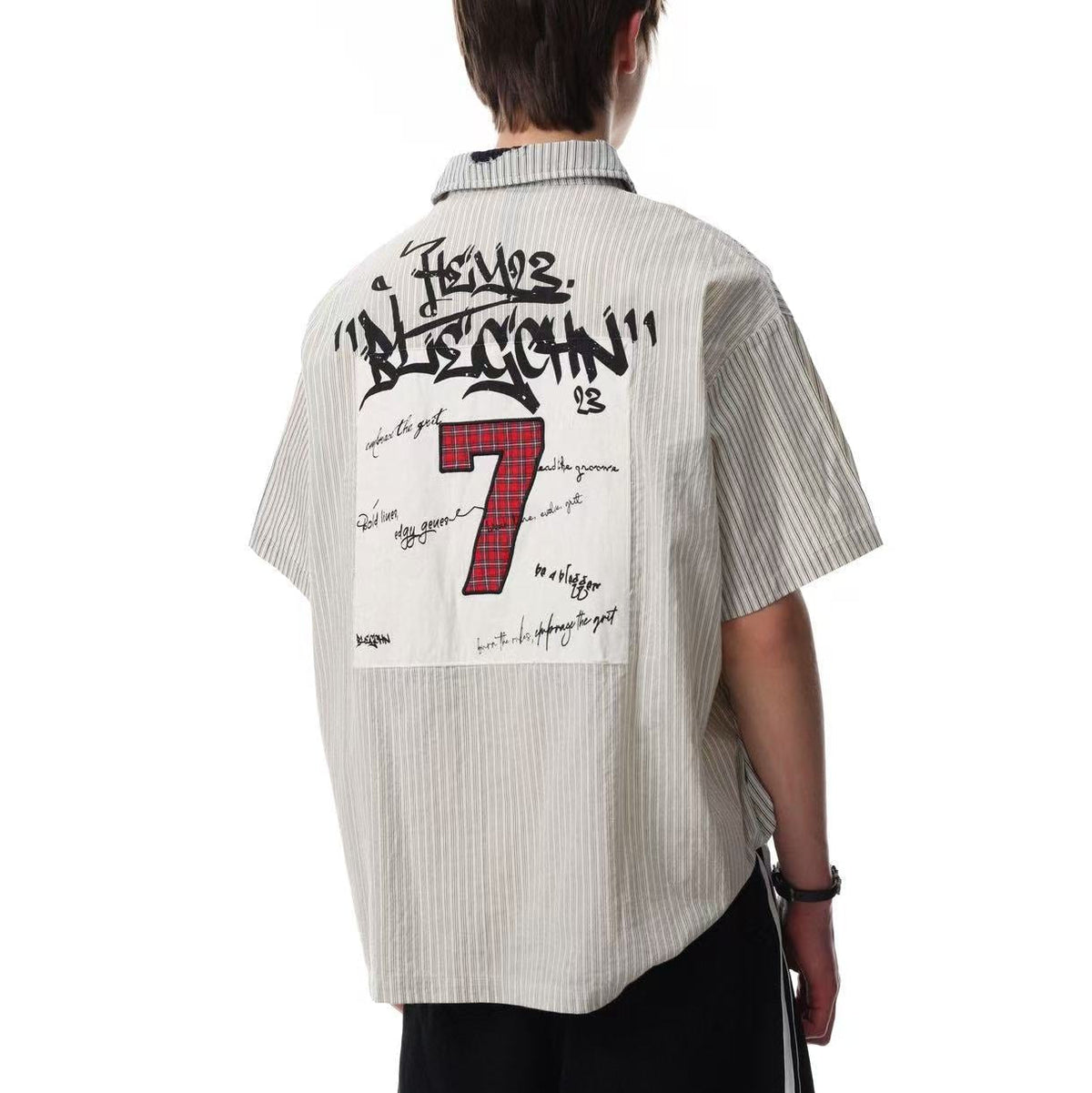 Vintage 7 Graffiti Striped Shirt - OMYGOODS