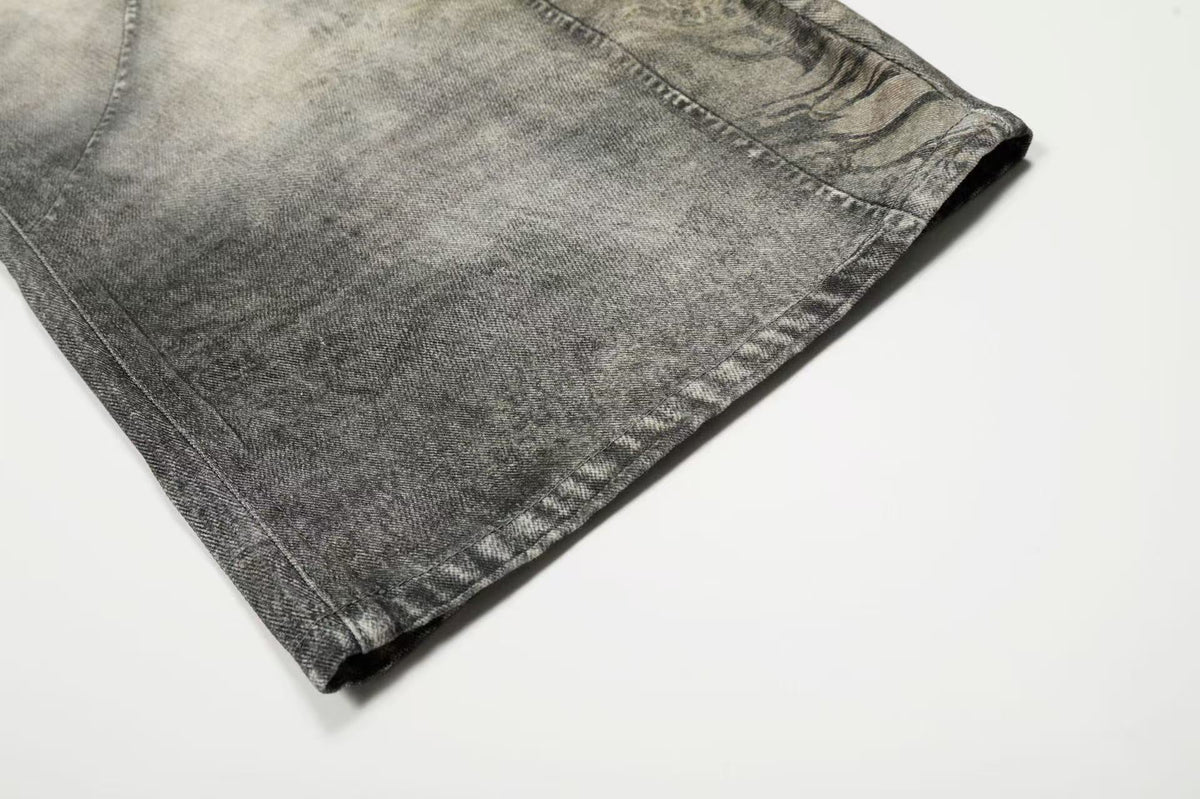 Vintage Washed Curved Seam Baggy Jeans - OMYGOODS
