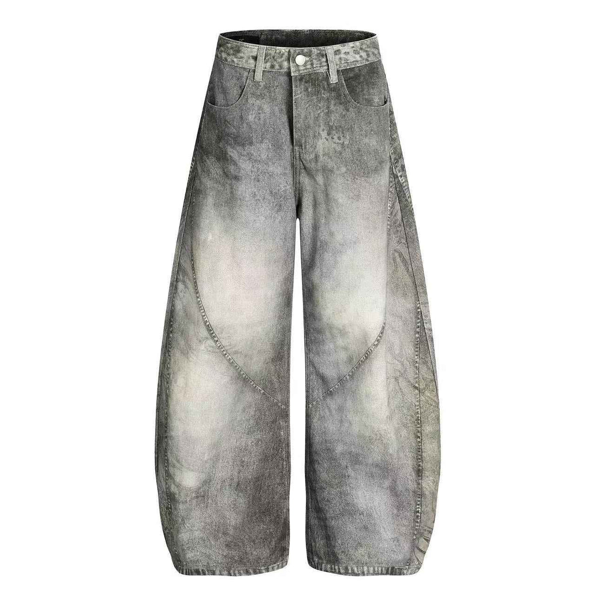 Vintage Washed Curved Seam Baggy Jeans