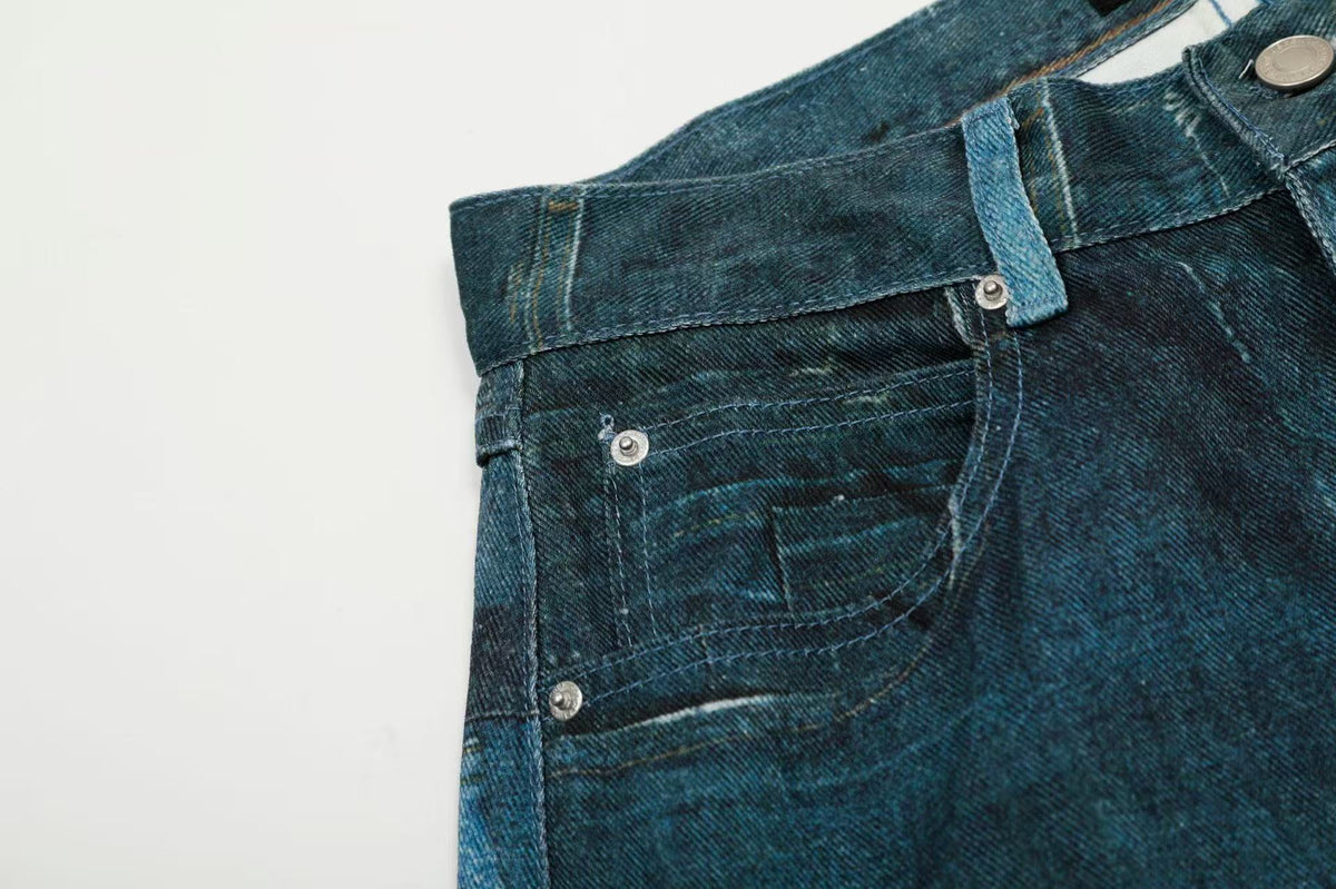 Vintage Patchwork Upcycled Baggy Wide Leg Jeans - OMYGOODS