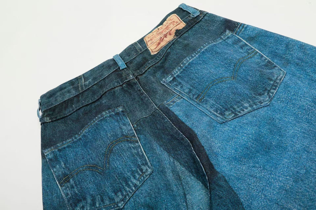 Vintage Patchwork Upcycled Baggy Wide Leg Jeans - OMYGOODS