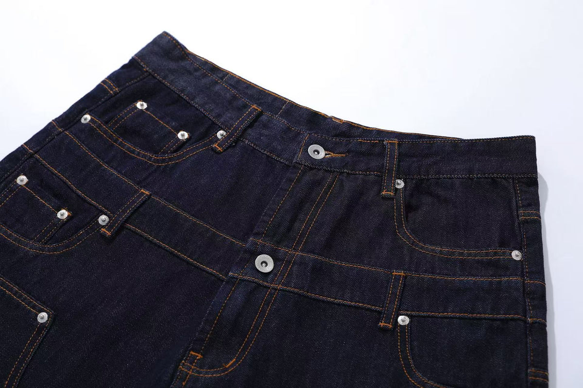 Vintage Washed Studded Wide-Leg Denim Jorts - OMYGOODS