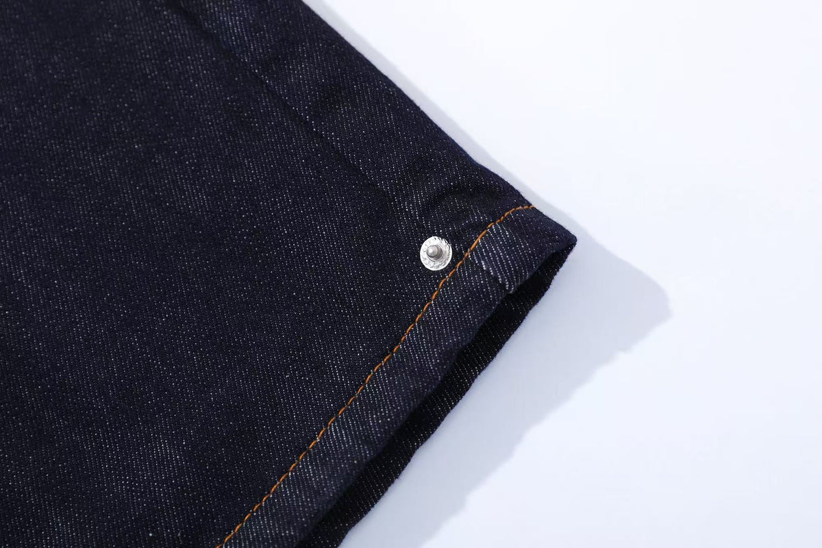 Vintage Washed Studded Wide-Leg Denim Jorts - OMYGOODS