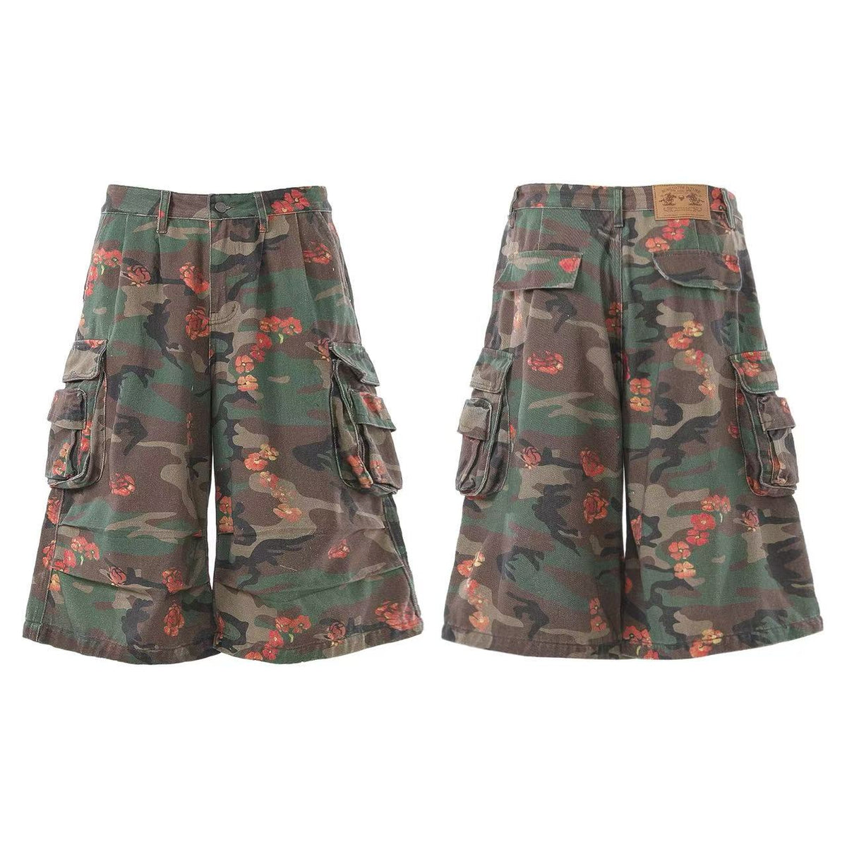 Camo Floral Baggy Wide-Leg Jorts - OMYGOODS