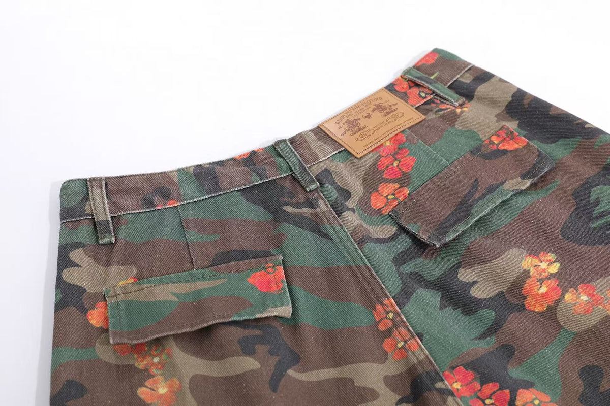 Camo Floral Baggy Wide-Leg Jorts - OMYGOODS