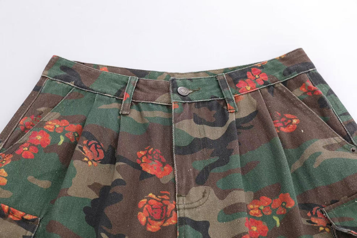 Camo Floral Baggy Wide-Leg Jorts - OMYGOODS