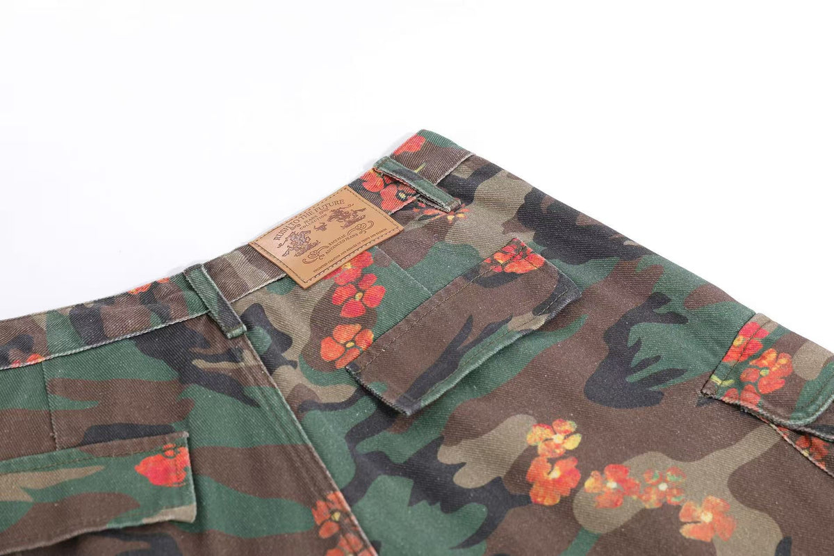 Camo Floral Baggy Wide-Leg Jorts - OMYGOODS