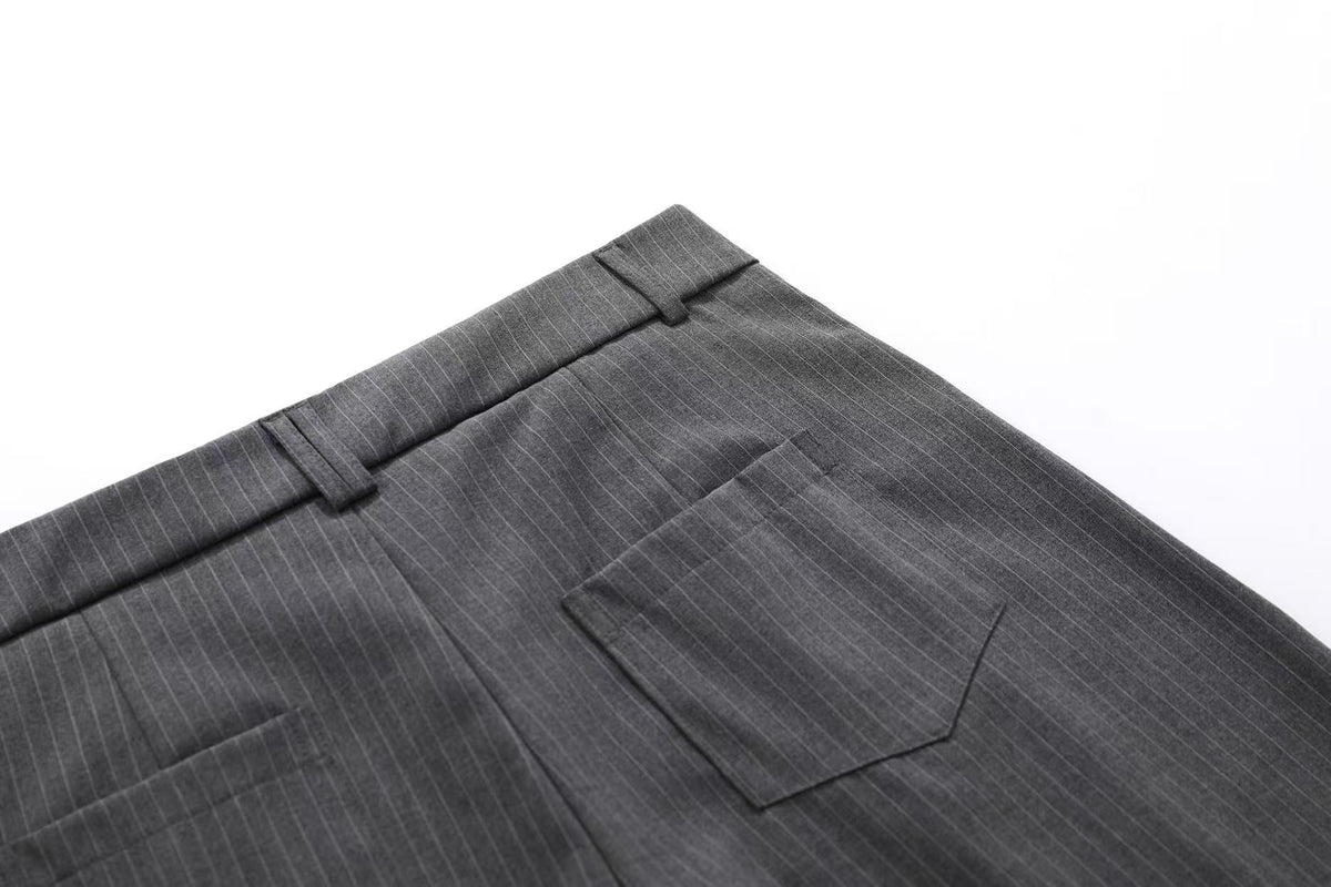 Pinstripe Double Breasted Wide-Leg Jorts - OMYGOODS