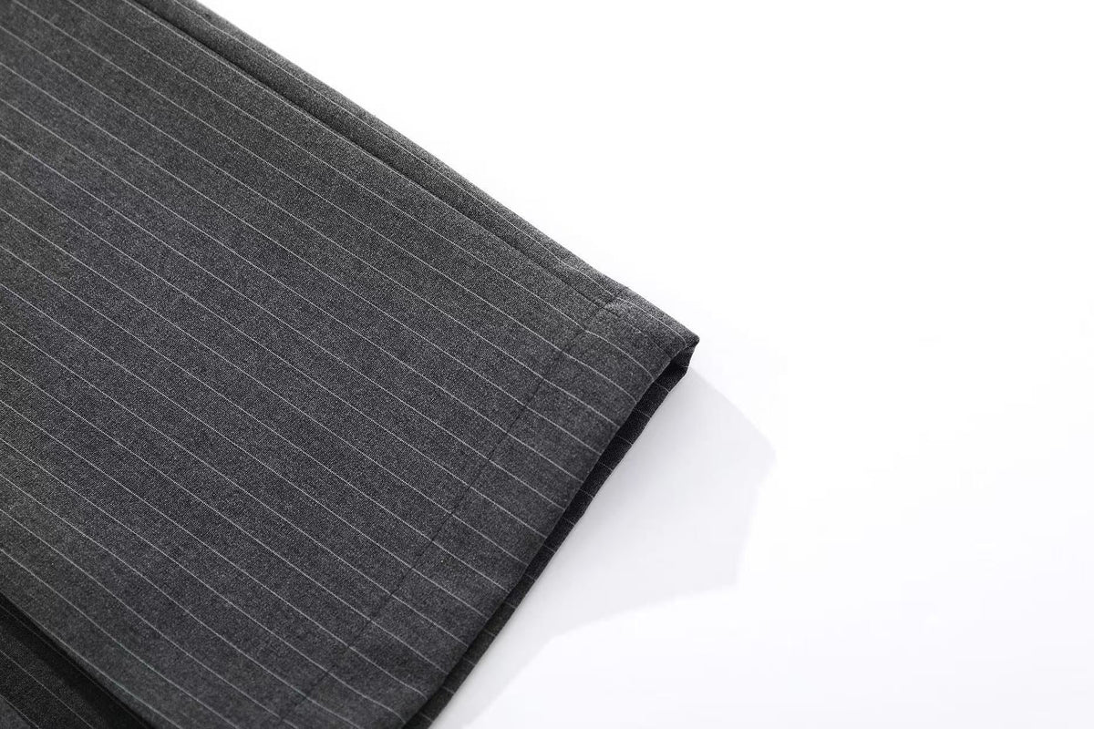 Pinstripe Double Breasted Wide-Leg Jorts - OMYGOODS