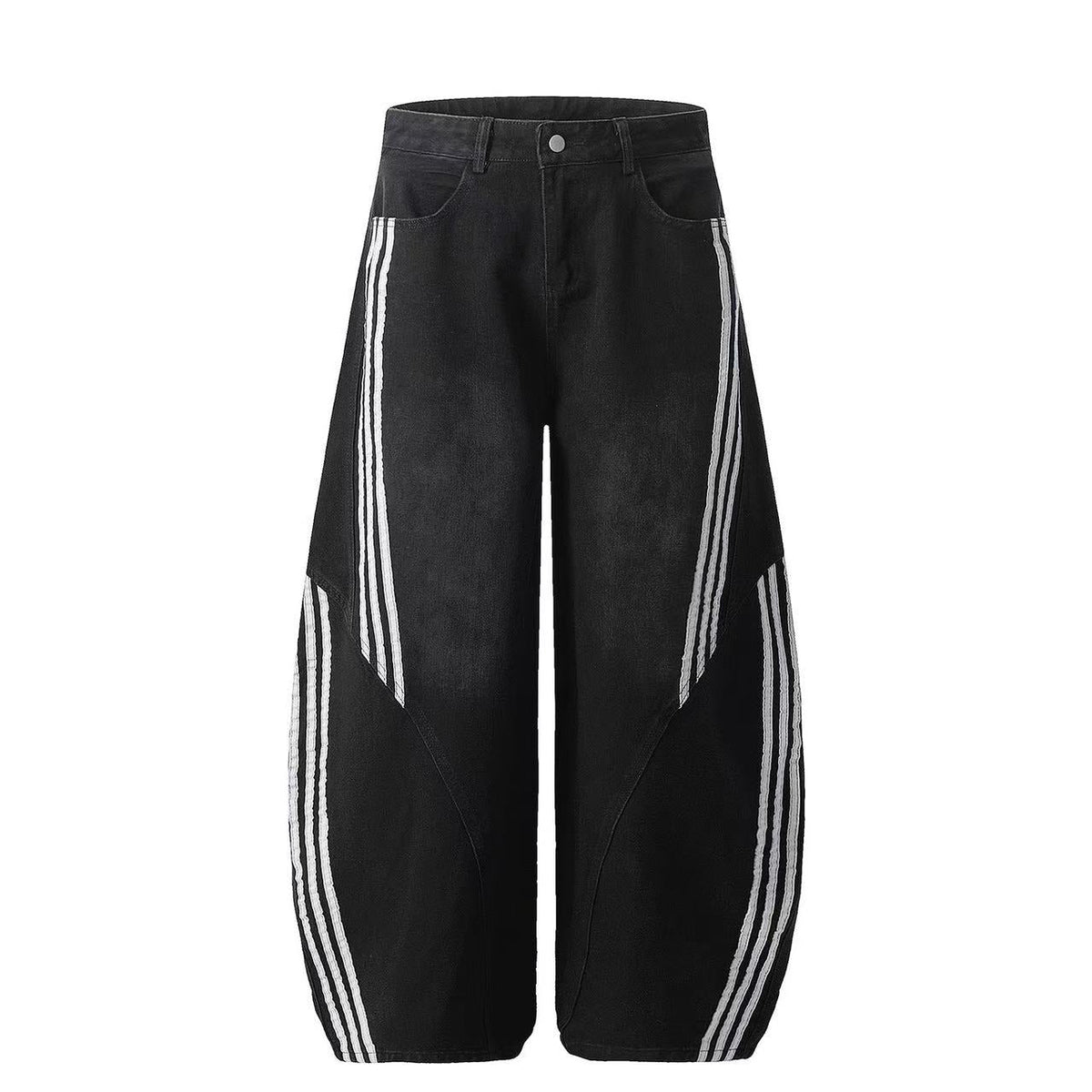 Contrast Striped Stitching Baggy Jeans - OMYGOODS