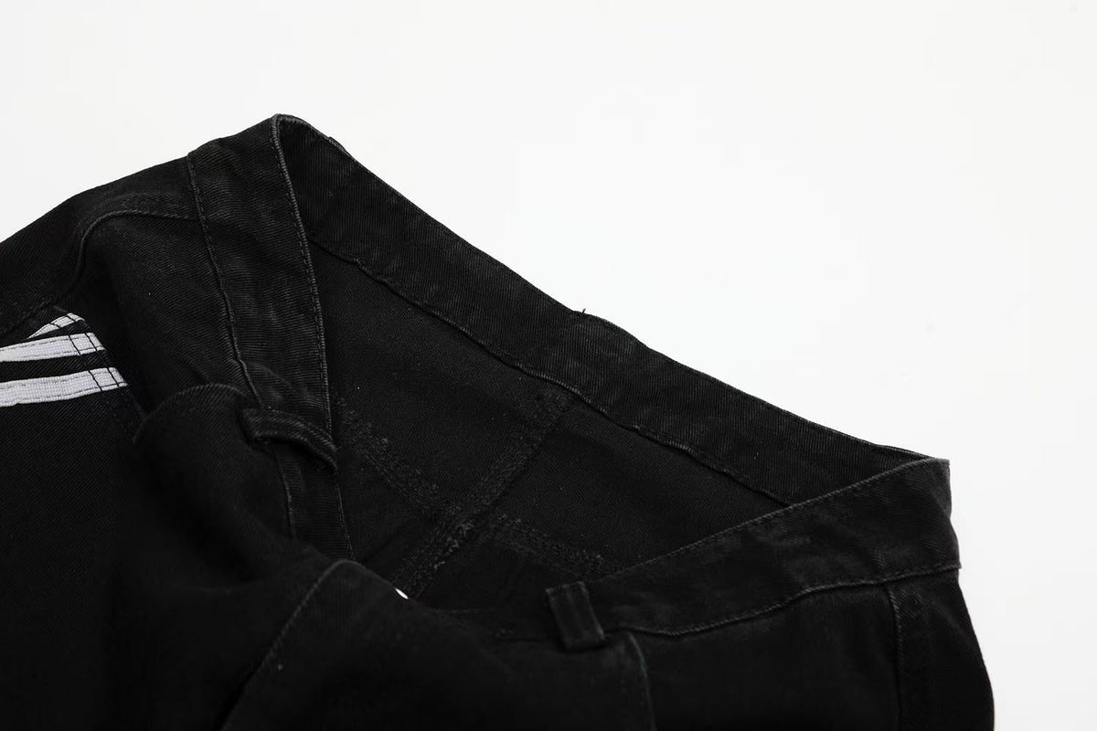 Contrast Striped Stitching Baggy Jeans - OMYGOODS