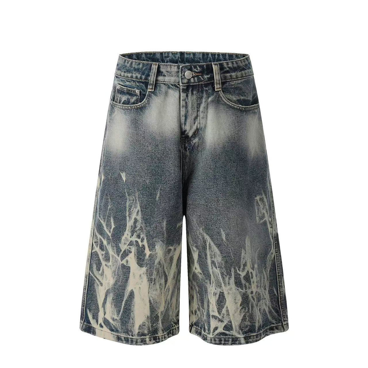 Abstract Bleach Washed Wide-Leg Jorts - OMYGOODS