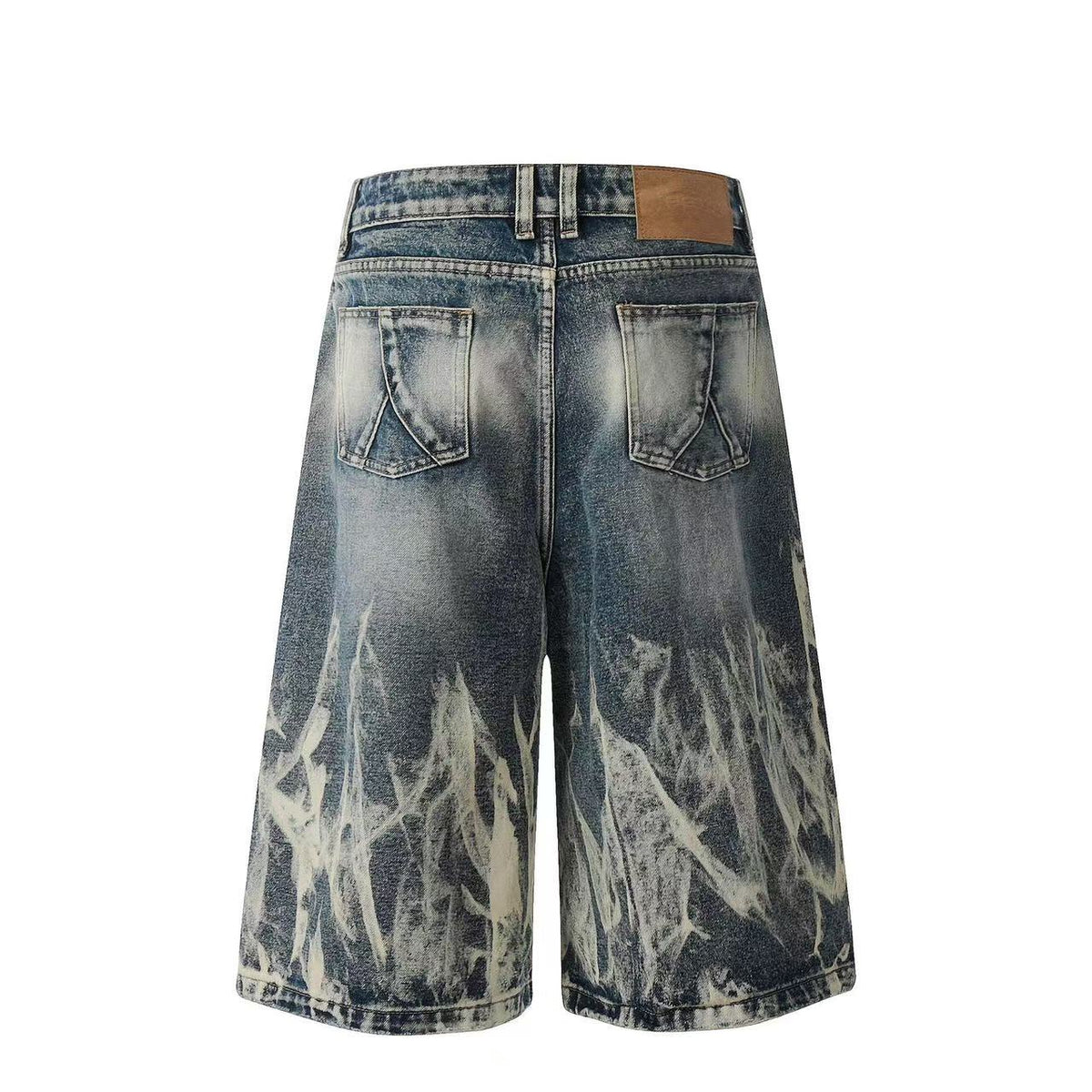 Abstract Bleach Washed Wide-Leg Jorts - OMYGOODS
