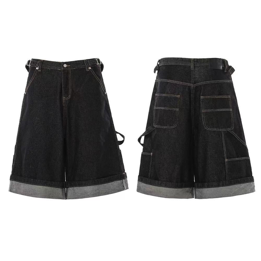 Vintage Contrast Carpenter Wide-Leg Jorts - OMYGOODS