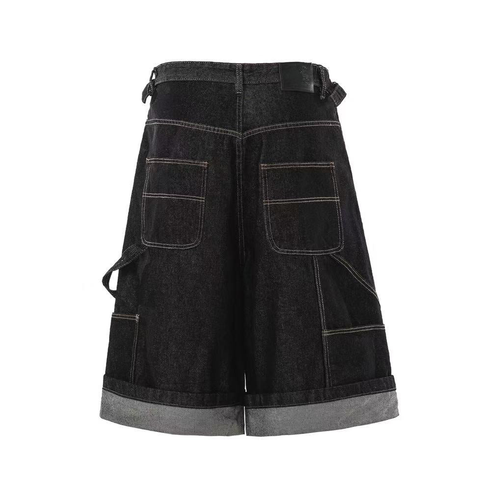 Vintage Contrast Carpenter Wide-Leg Jorts - OMYGOODS