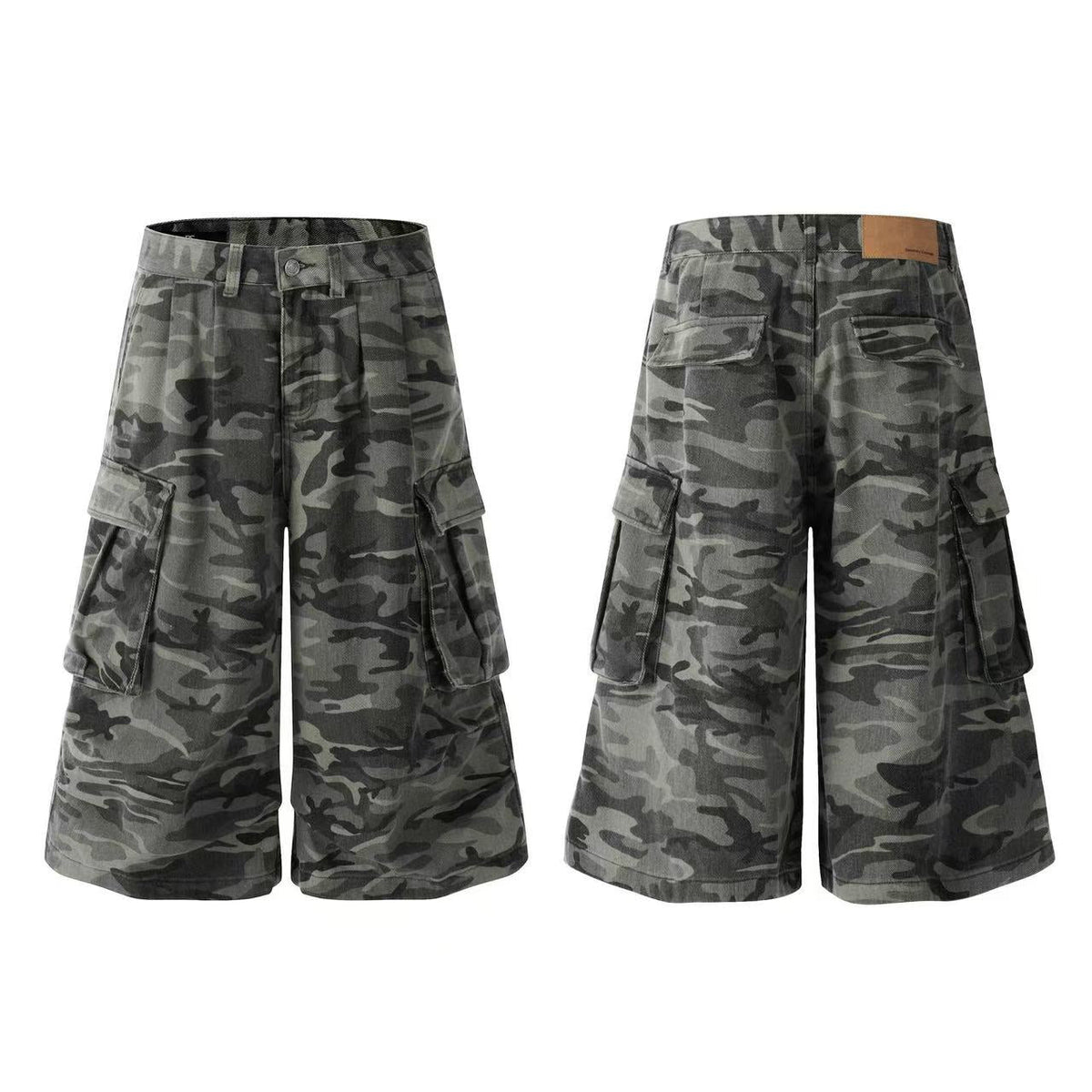 Camo Wide-Leg Knee-Length Jorts - OMYGOODS